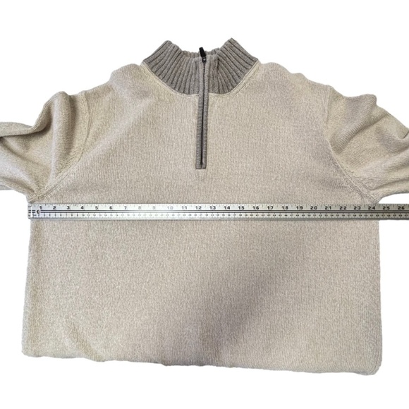 Eddie Bauer 100% cotton 1/4 zip tan knit sweater size XL - Picture 10 of 14